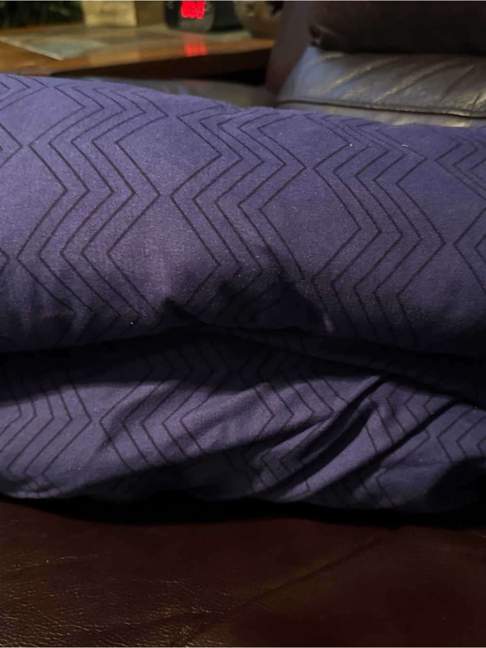 Plush Chevron Pattern Comforter - Deep Navy